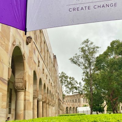 Image taken from under a UQ umbrella in the Great Court